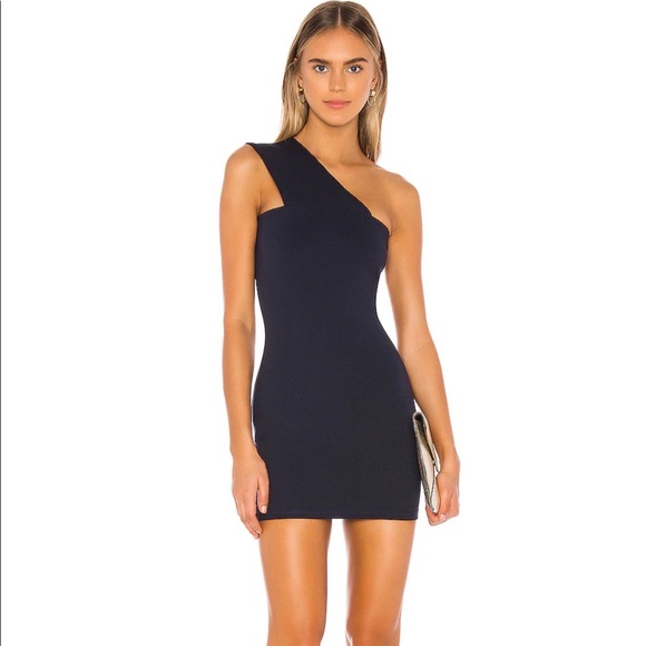 superdown Dresses & Skirts - Superdown Rookie One Shoulder Dress in Navy